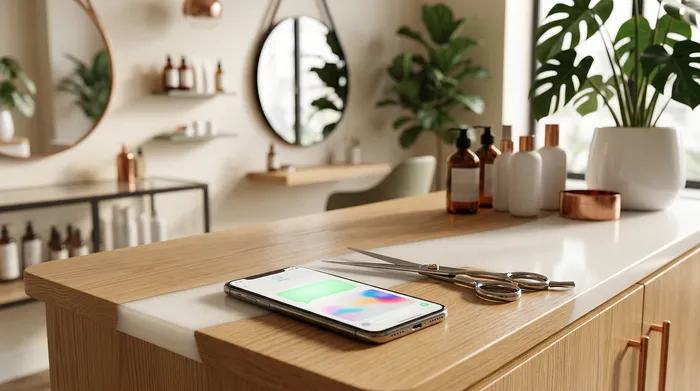 A smartphone displaying a messaging app resting on a marble table next to a sheet of paper with a handwritten to-do list and a pencil.